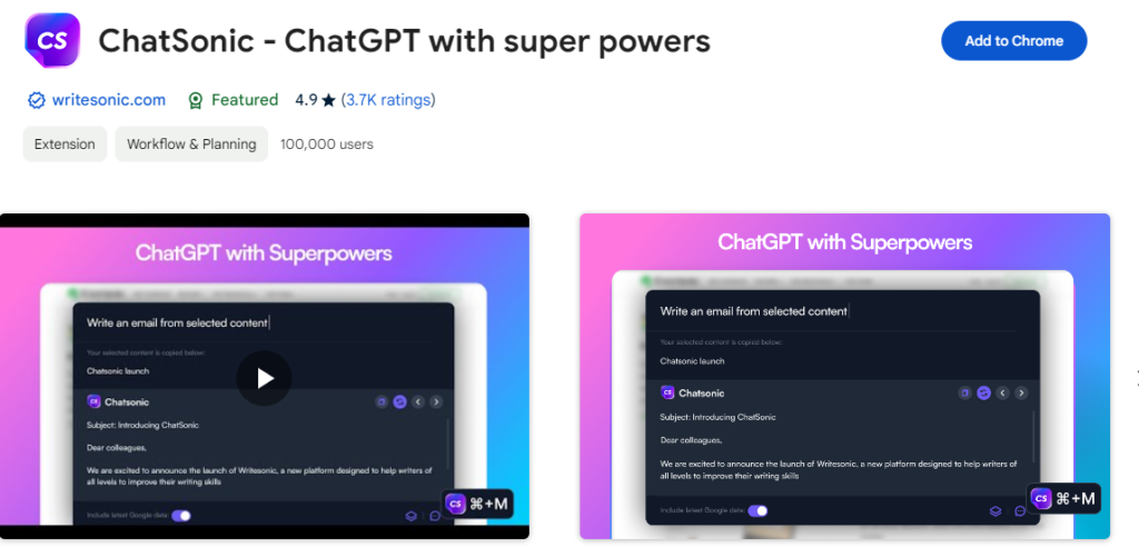 Chatsonic Extension for ChatGPT