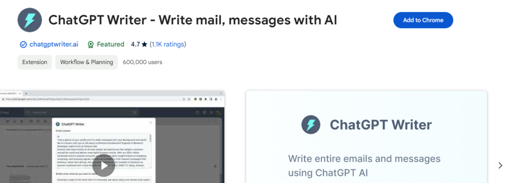 ChatGPT Writer Extension