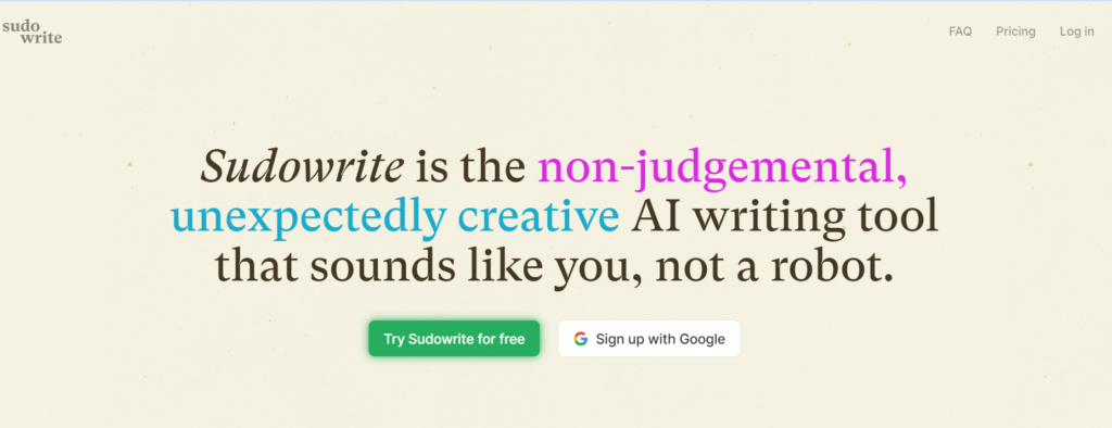 Screenshot of sudowrite AI Tool for Content Marketers