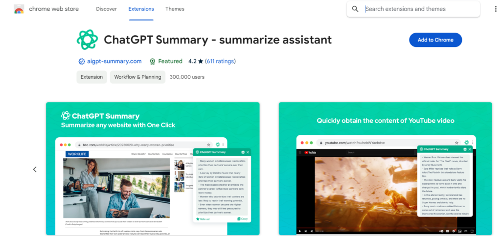 Screenshot of ChatGPT Summary-summarize assistant Chrome Extension