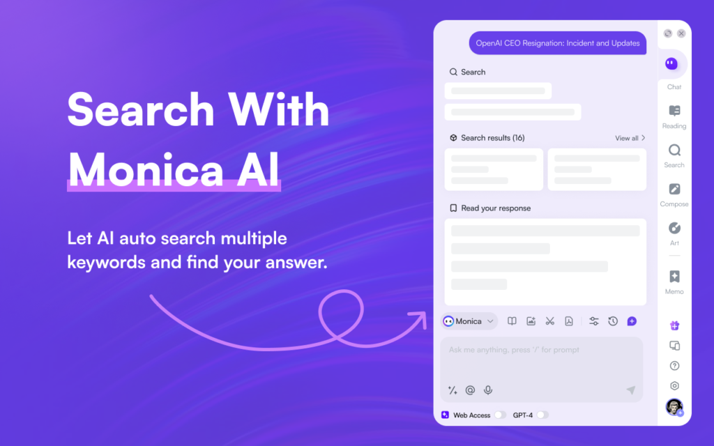 Screenshot of Monica AI Copilot Chrome Extension