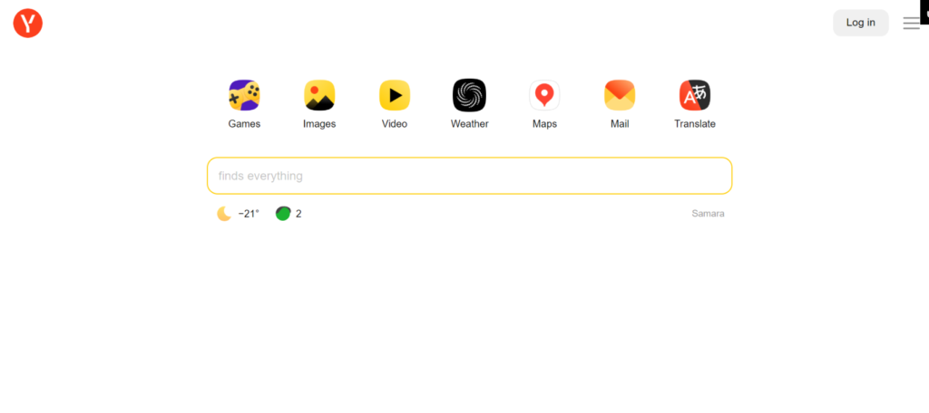 Screenshot of Yandex