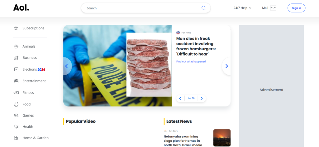 Screenshot of AOL