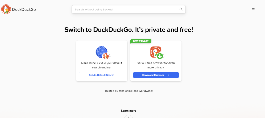 Screenshot of DuckDuckGo Browser