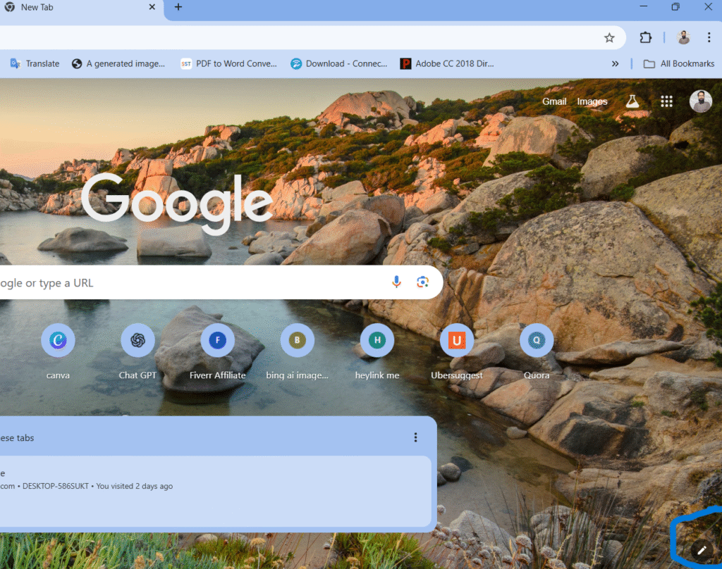 screenshot of customize chrome tabs